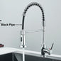 Matte Black Kitchen Sink Faucet Spring Handle