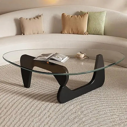 Modern Black Glass Coffee Table Living Room