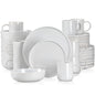 16/32 Piece White Stoneware Set Sesame Dinnerware Set